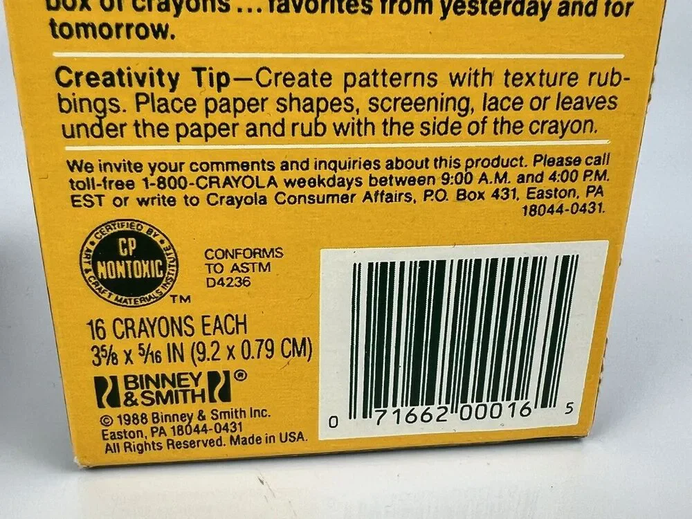 New Rare Vintage Crayola Crayons Unused 16 Count Boxes No 16 Binney & Smith 1988